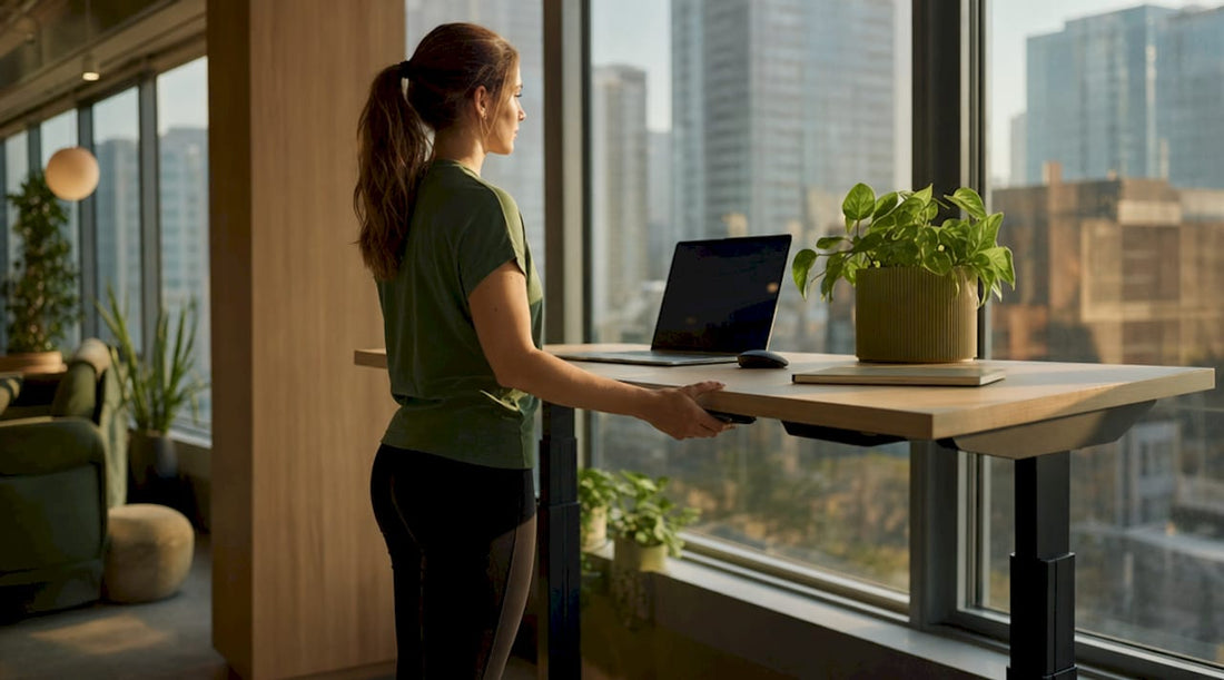 Young professional adjusting chair for good posture