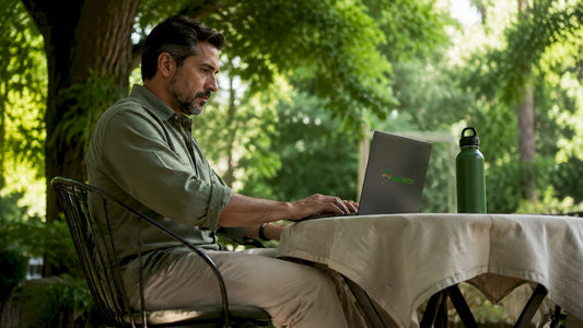 Man sitting with proper lumbar curve support