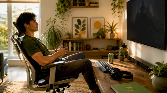 Gamer sitting with tense lower back posture