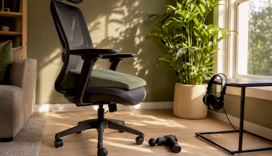 Ergonomic chair with cushion and massage device
