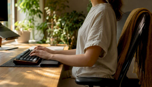 Hand resting neutrally on keyboard wrist rest