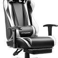 White Ergonomic Gaming Chair With Footrest And Height Adjustable